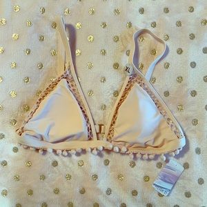 Light pink, tasseled bikini top